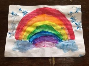 A painting of a rainbow